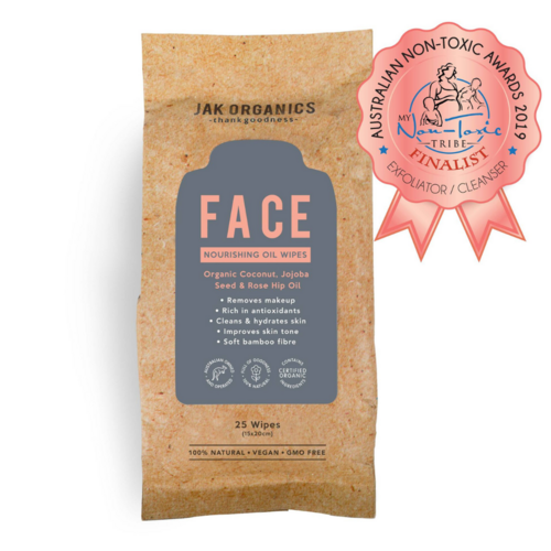 Natural Face Wipes Coconut, Rose Hip & Jojoba Seed (25 Wipes)