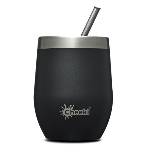 Insulated Wine Tumbler With Straw Rich Black (320 ml)