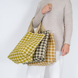 Reusable Gingham Tote Navy