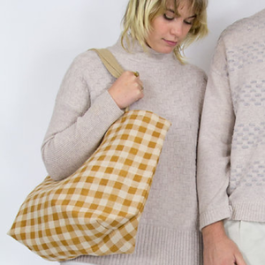 Reusable Gingham Tote Ochre