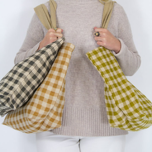 Reusable Gingham Tote Ochre