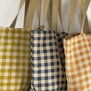Reusable Gingham Tote Navy