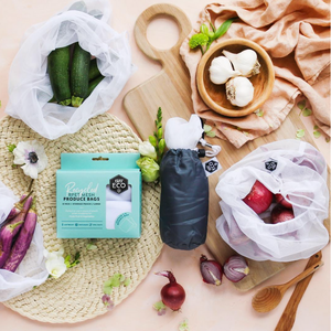 Reusable Produce Bags (8 Bags & Storage Pouch)