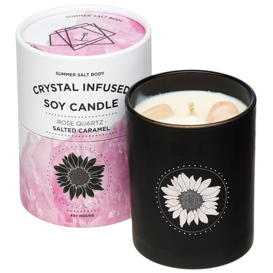 Crystal Infused Soy Candle Salted Caramel (45+ Hours)