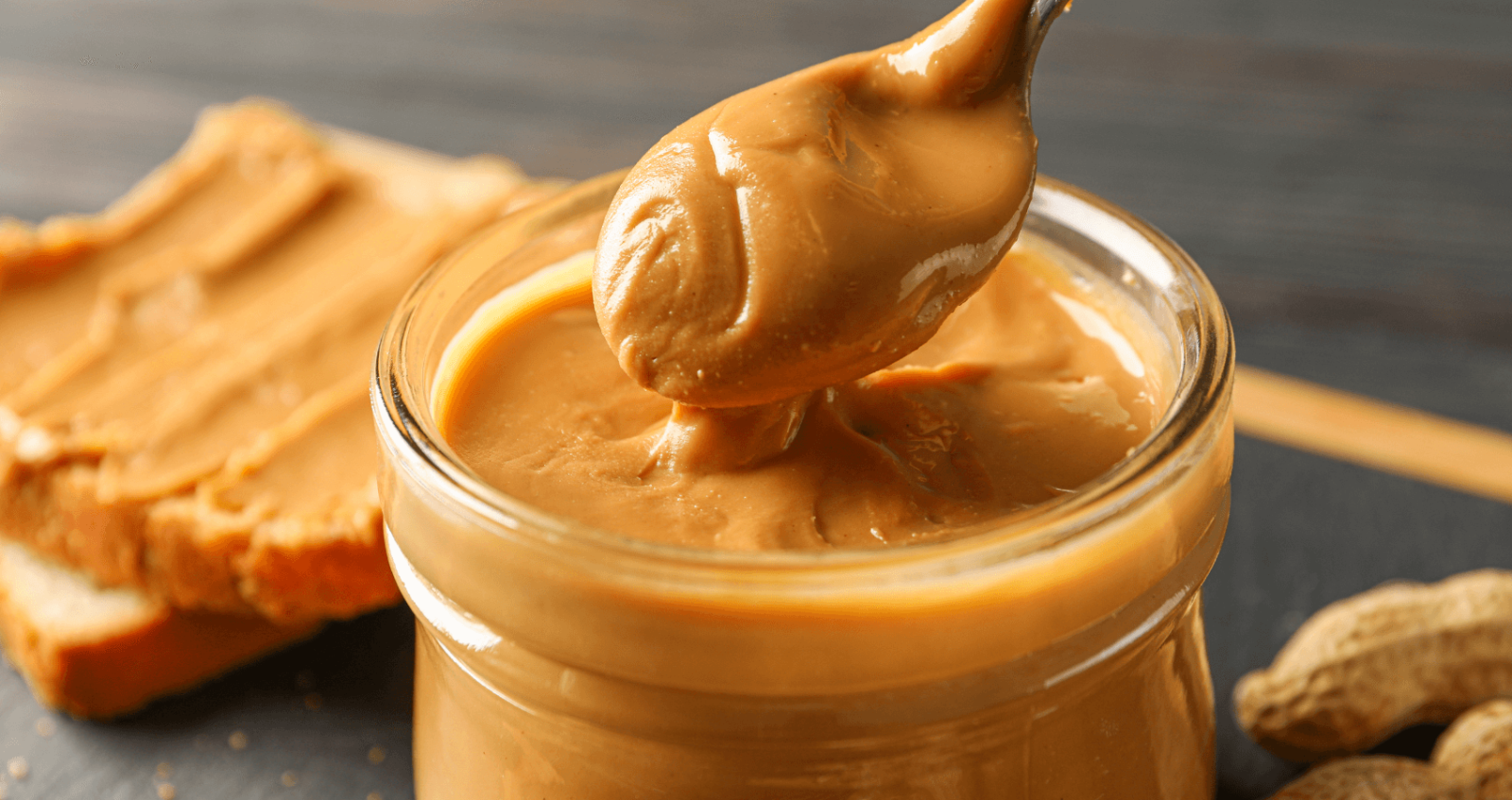 Peanut butter jar with spoon