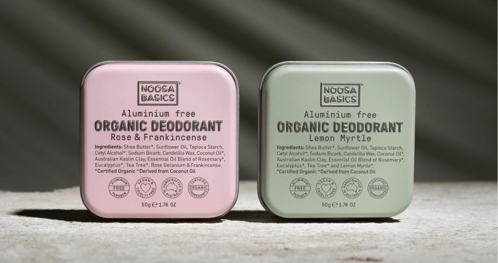 Noosa Basics Deodorant Paste Rose Frankincense and Noosa Basics Deodorant Paste Lemon Myrtle