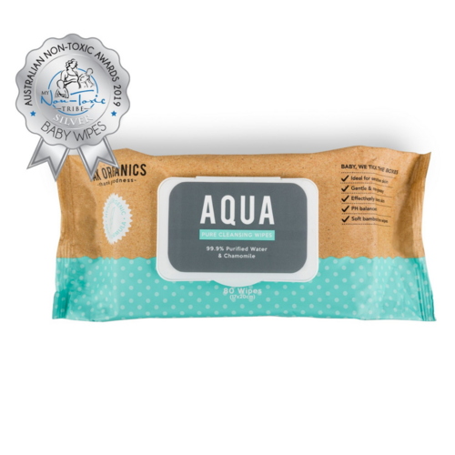 Natural Aqua Baby Wipes With Water & Chamomile (80 Wipes) 