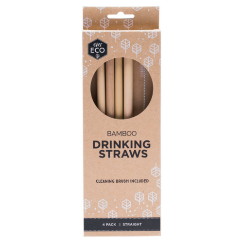 Reusable Bamboo Straws (4 Straws & Cleaning Brush