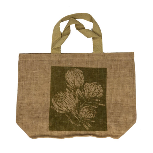 The Grocer King Protea Olive Reusable Jute Bag