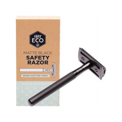 Safety Razor With Replacement Blades Black Matte