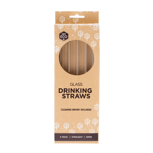 Glass Straws Straight (4 Straws & Cleaning Brush)