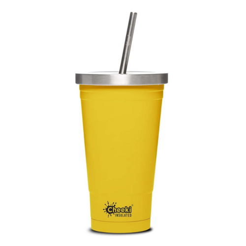 Stainless Steel Insulated Tumbler With Straw Lemon (500 ml)
