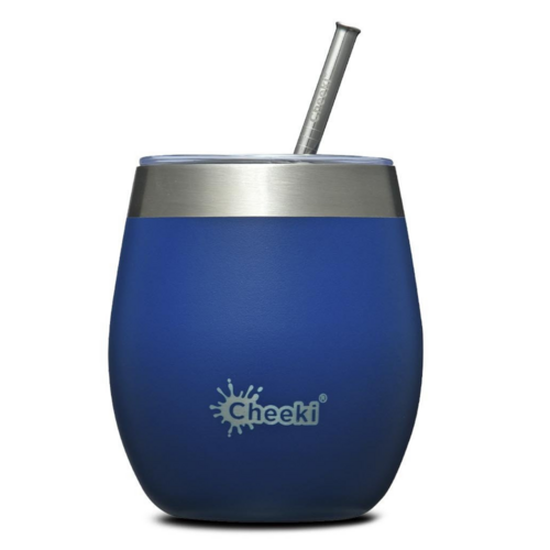 Insulated Wine Tumbler With Straw Sapphire Blue (220 ml)