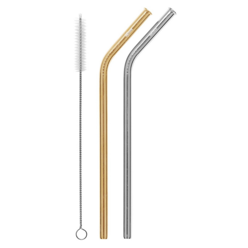  Reusable Set of 6 - Bent Pure Copper Straight Drinking Straws With  CLEANING BRUSH